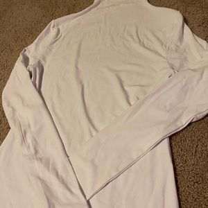 White bodycon mock neck shirt
